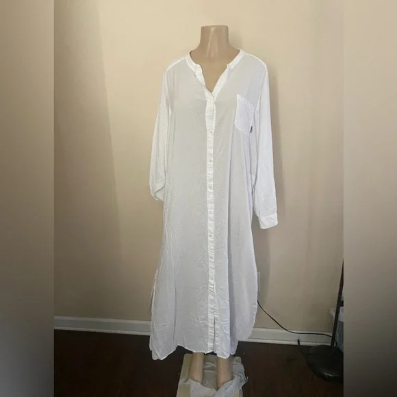 Dkny | Dresses | Dkny Long White Shirt Dress With Long Slits | Poshmark